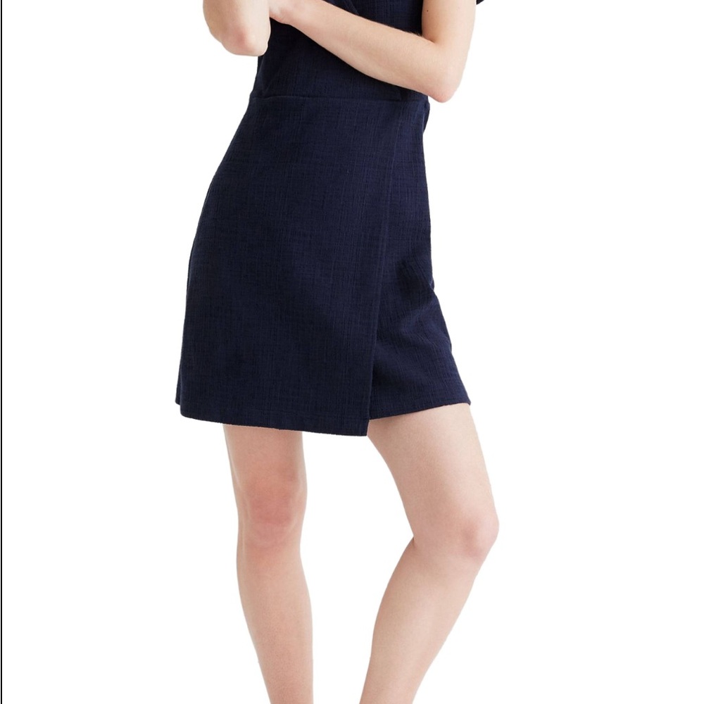 Madewell Navy Cross-Front Flutter-Sleeve Mini Dress